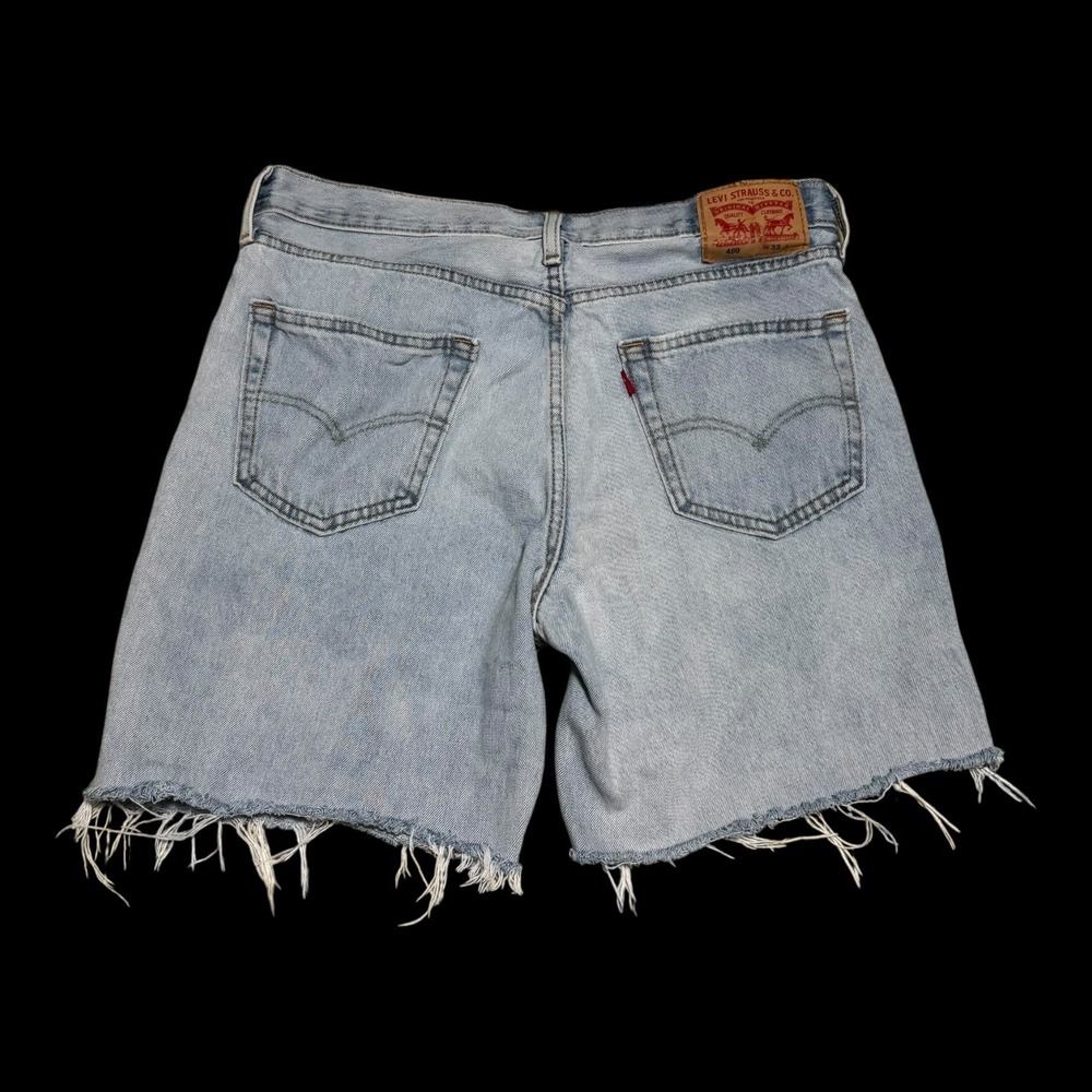 Levi's 469 100% Cotton Stained Light Wash Cut Off Jean Shorts Men's 33 (Fits 34)